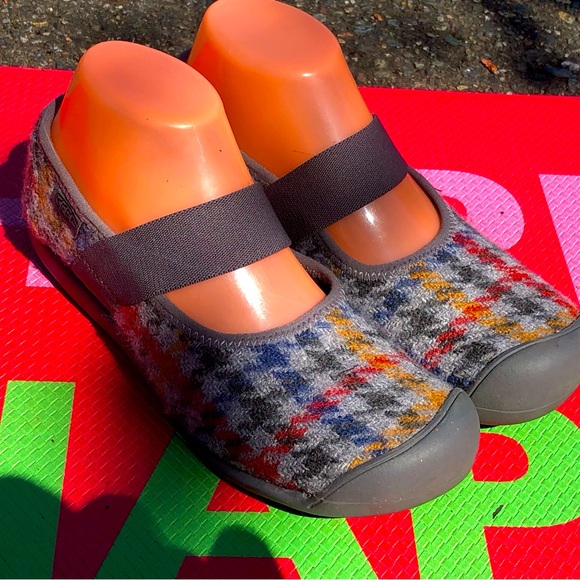 Keen Shoes Keen Sienna Wool Gray Plaid Slip On Mary Jane Shoes